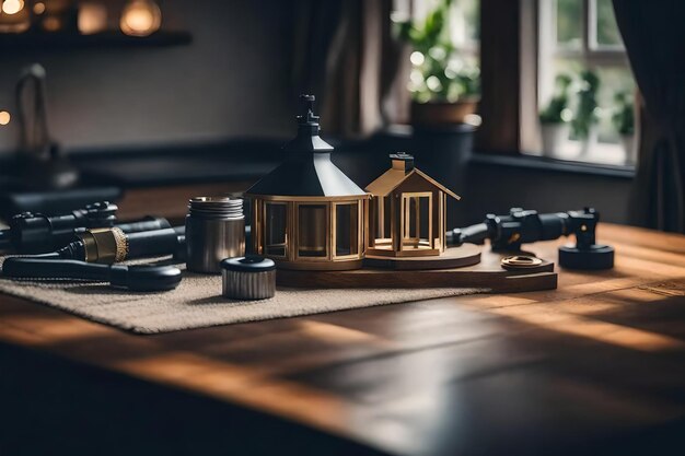 Photo les accessoires de la maison sont placés sur la table réaliste