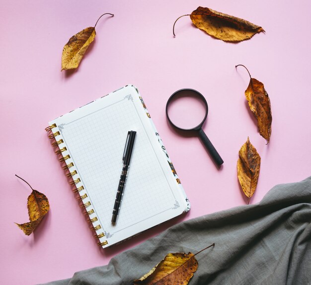 Photo accessoires nécessaires pour une fille étudiante sur la vue de dessus rose.