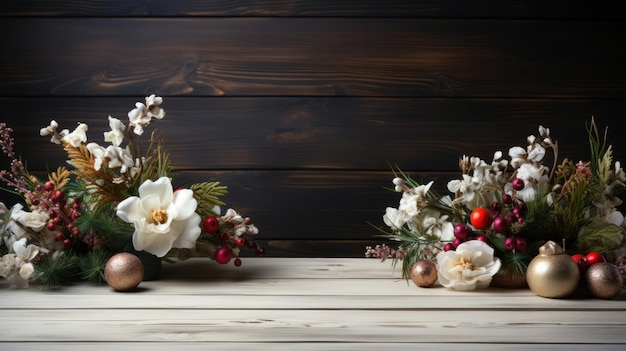 Accessoires de Noël colorés sur un fond en bois sur la table