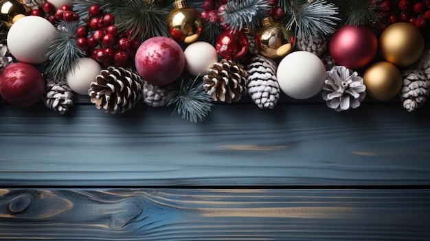 Accessoires de Noël colorés sur un fond en bois sur la table