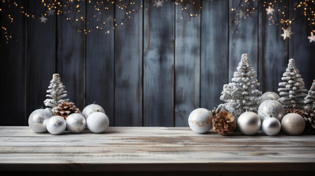 Accessoires de Noël colorés sur un fond en bois sur la table