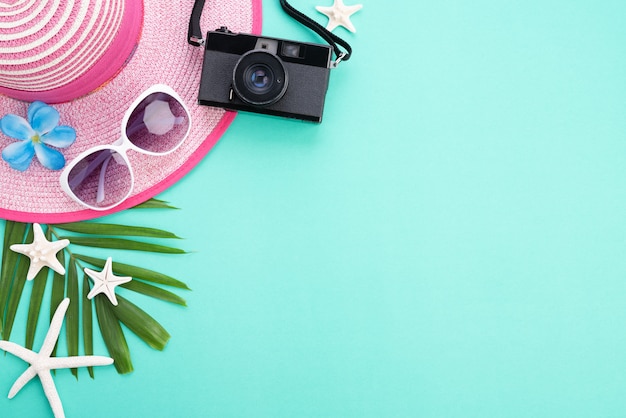 Accessoires de plage pour les vacances d&#39;été et le concept de vacances.