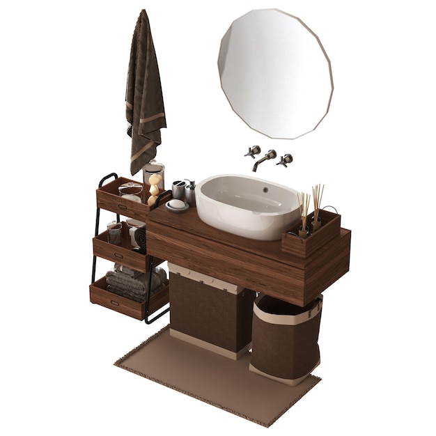 Des accessoires de salle de bain isolés sur un fond blanc bidet illustration 3D cg rendu