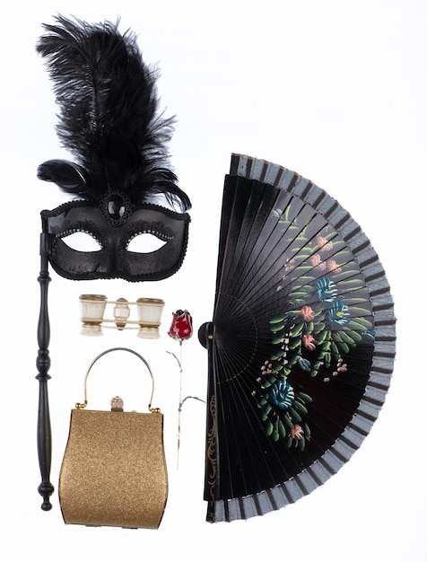 Photo accessoires de théâtre masque vénitien isolé sur fond blanc