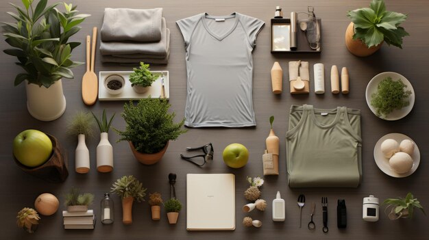 Photo des accessoires de zen et de yoga avec des huiles, des serviettes, tout prêt pour la méditation et la relaxation