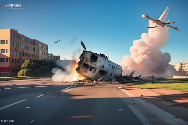 Photo l'accident d'avion du 11 septembre dans un bâtiment, l'explosion de l'accident, la catastrophe, le papier peint, l'illustration de fond.