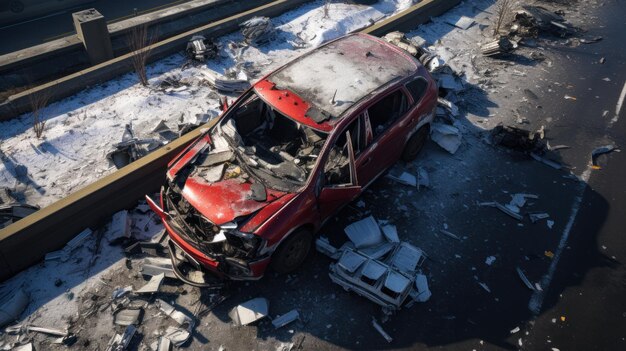 Photo accident deux voitures se heurtent sur l'autoroute