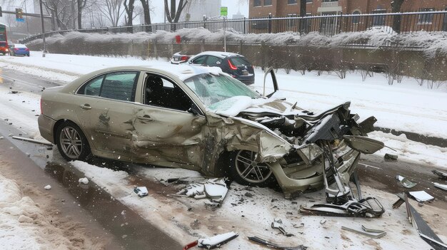 Accident de voiture pendant une tempête de neige