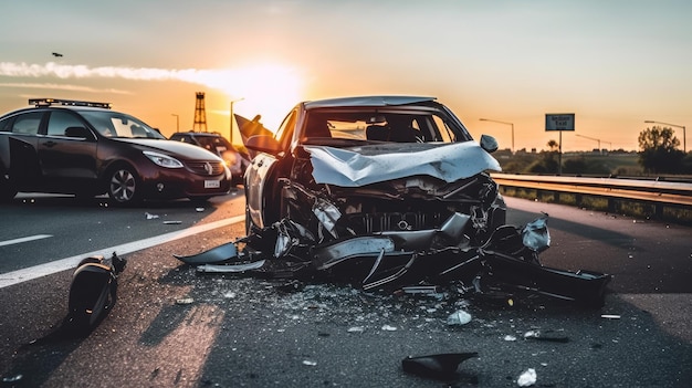 Accident de voiture sur la route