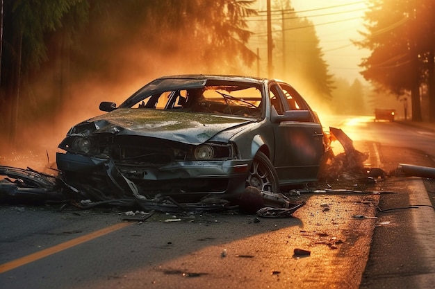 Accident de voiture sur la route