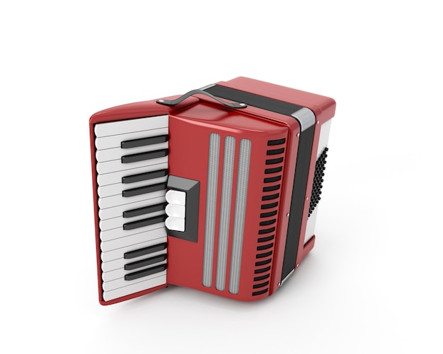 Accordéon sur blanc. Illustration de rendu 3D.