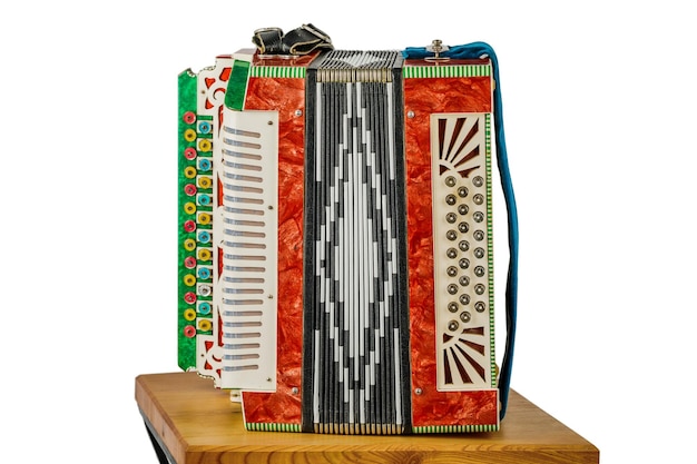 Accordéon vintage isolé sur fond blanc