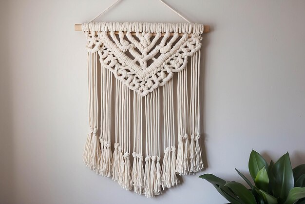 Photo accrocher au mur avec du macrame