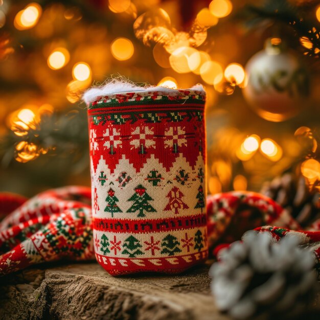 Photo accueillez l'esprit de noël avec notre chic et moche pull boisson koozie photo de produit