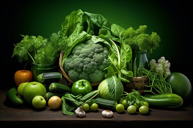 Accueillir la générosité Révéler les bienfaits pour la santé des légumes verts frais dans un équilibre 32
