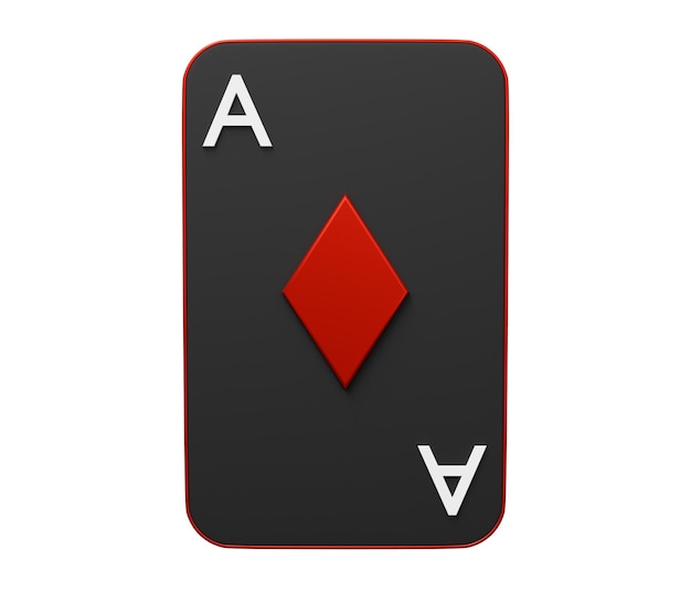 Ace diamant carte à jouer 3d rendu 3d dessin animé icône minimale illustration