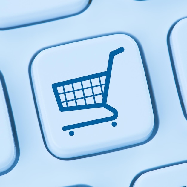 Achats en ligne ecommerce ecommerce internet boutique concept bleu ordinateur web