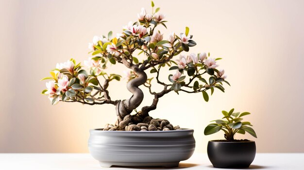 Acoma Crape Myrtle Plant sur un pot sur fond blanc