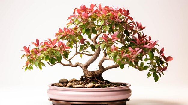 Acoma Crape Myrtle Plant sur un pot sur fond blanc