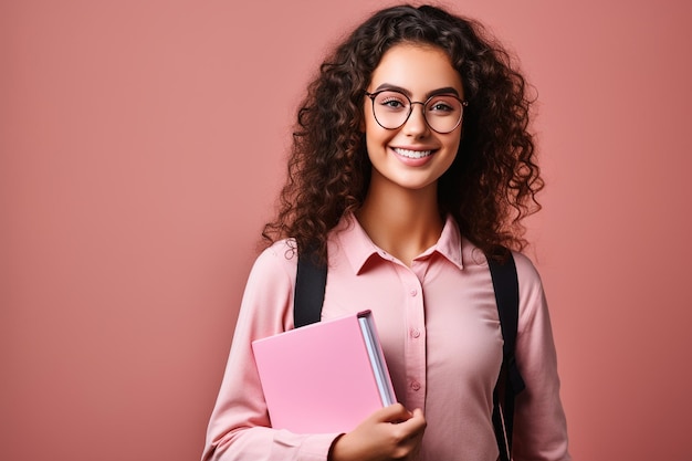 Actif Meilleure Écolière Étudiante Tenant Des Livres IA Générative