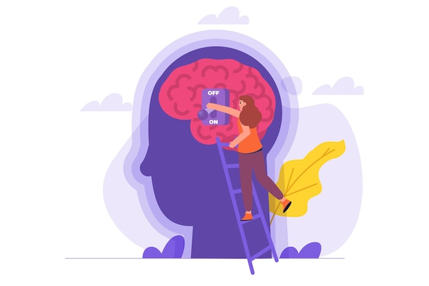 Activation de la pensée créative du cerveau ou du concept de concentration Illustrations vectorielles