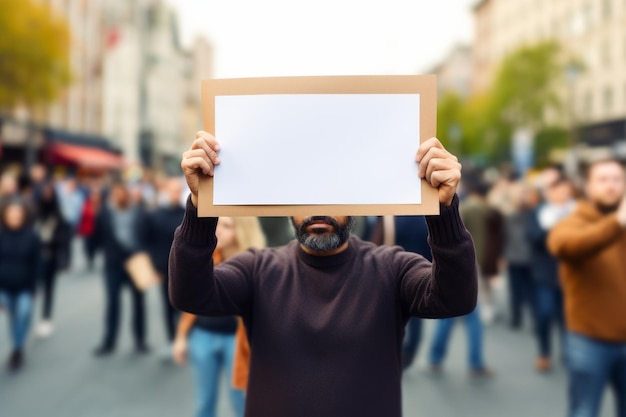 Photo activiste politique protestant et tenant un papier vide