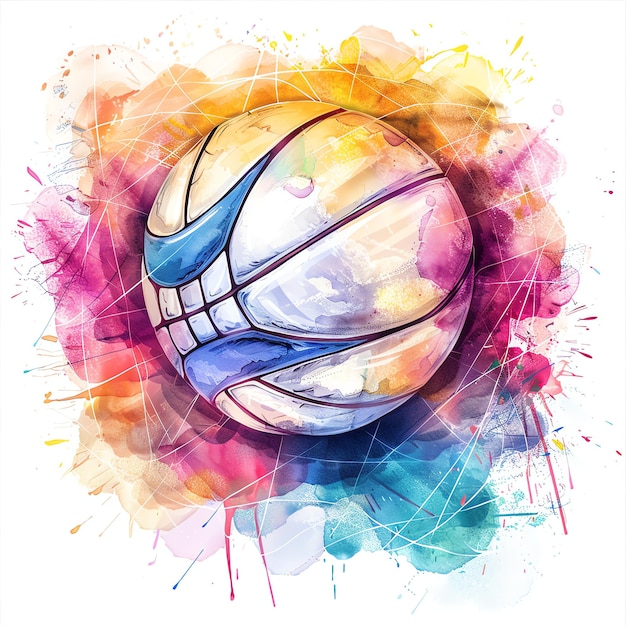 Activité thématique sportive d'aquarelle de volley-ball