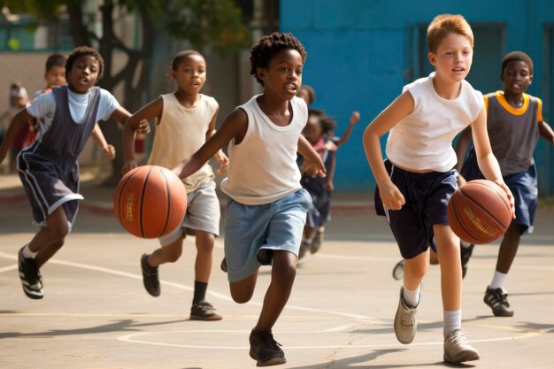 Activités scolaires des enfants, y compris l'apprentissage de la lecture, le sport, la rentrée à l'école, le vélo.