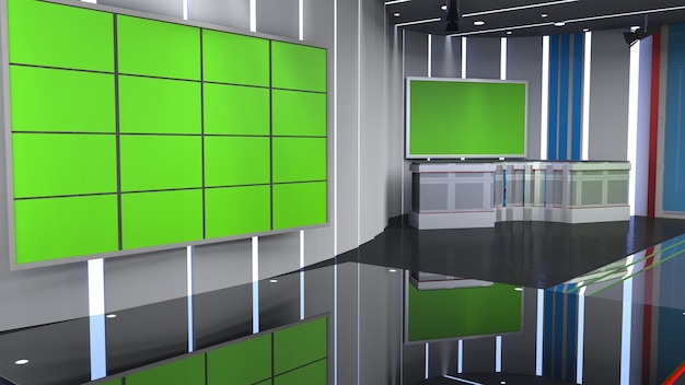 Actualités du studio de télévision virtuelle 3D avec rendu 3D sur écran vert