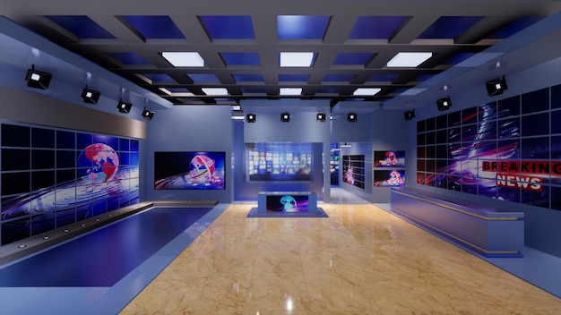 Photo actualités du studio de télévision virtuelle 3d