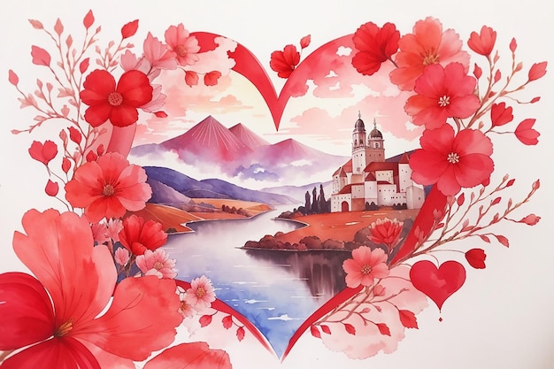 Photo acuarela real de fondo rojo de san valentin est une peinture réelle.