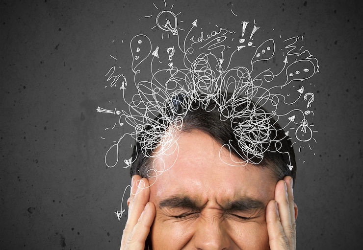Photo adhd, stress et anxiété, homme adulte en désordre