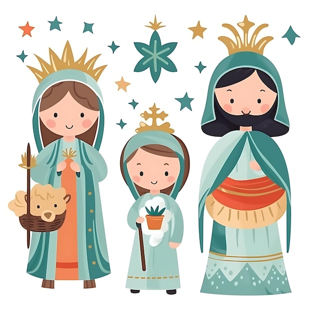 Admirez les dessins mignons de personnages de Noël et les décorations festives