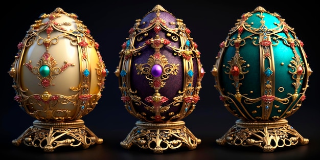 Admirez l'opulence des œufs Fabergé russes avec des détails dorés