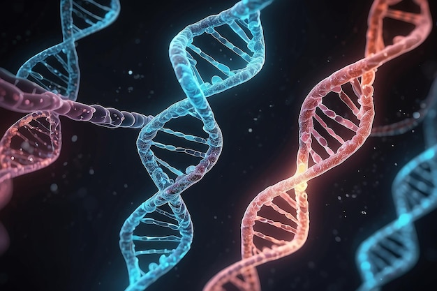 L'ADN chromosomique génétique de l'homme sur une interface virtuelle concept de science médicale illustration 3D