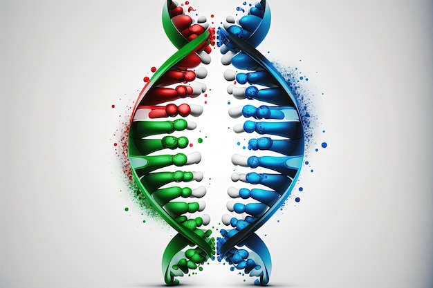 L'ADN humain a la forme d'une hélice bleue