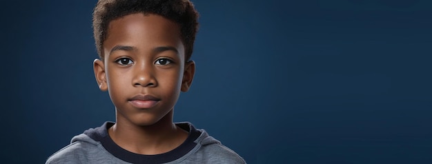 Photo un adolescent afro-américain isolé sur un fond de saphir avec un espace de copie