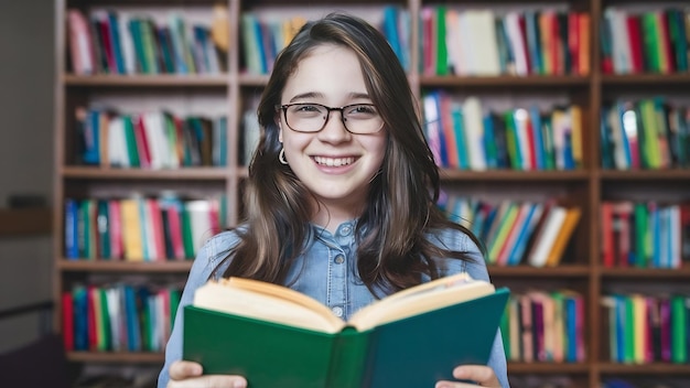 Un adolescent heureux avec des livres qui regarde la caméra.