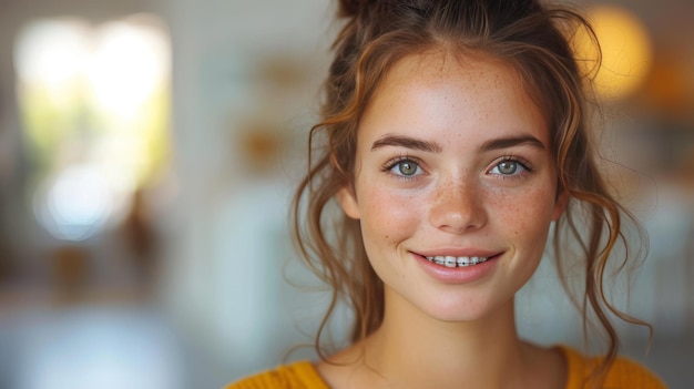 Une adolescente avec un appareil orthodontique rend visite à un orthodontiste à la clinique.