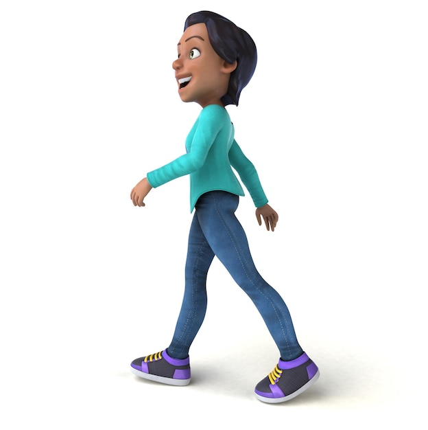 Une adolescente asiatique de dessins animés en 3D.