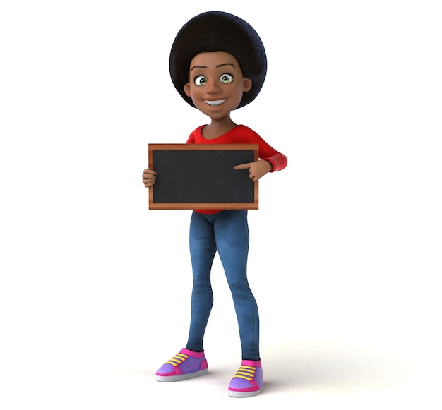 Adolescente noire de dessin animé 3D amusant