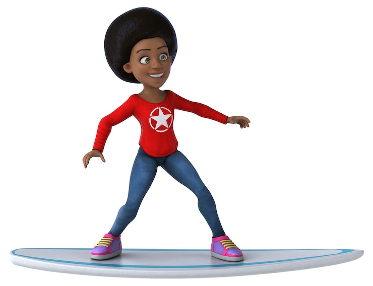 Photo une adolescente noire de dessin animé 3d amusante