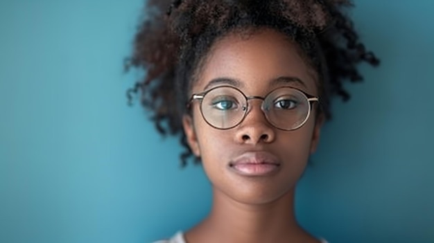 Une adolescente noire avec des lunettes Generative Ai