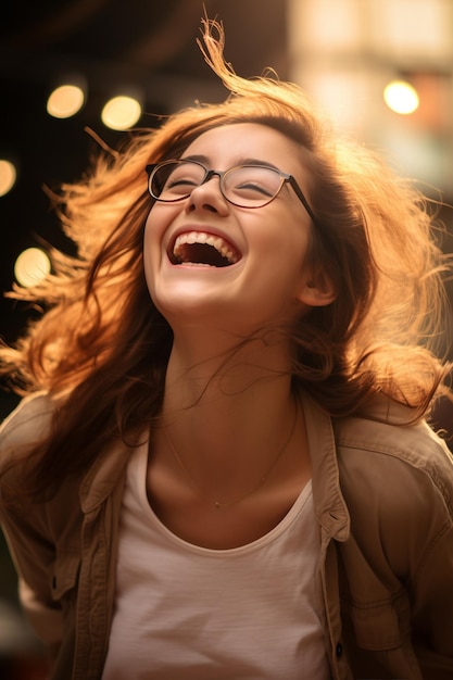 Photo une adolescente portant des lunettes capturée en photo