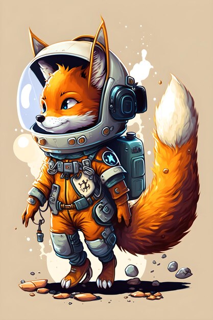 adorable astronaute renard. IA générée