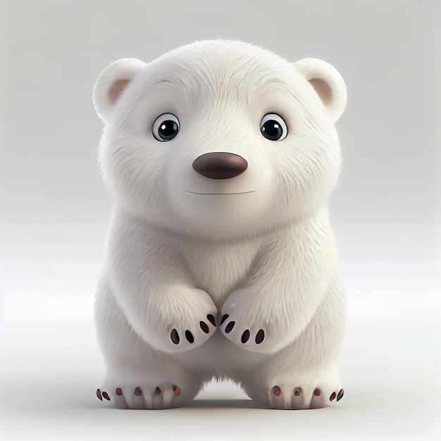 Adorable bébé ours polaire personnage isolé sur fond blanc IA générative