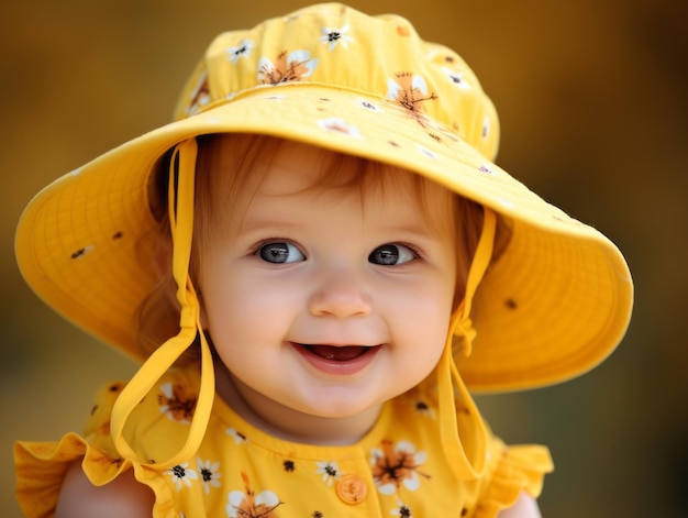 Photo adorable bébé avec des vêtements aux couleurs vives dans une pose ludique