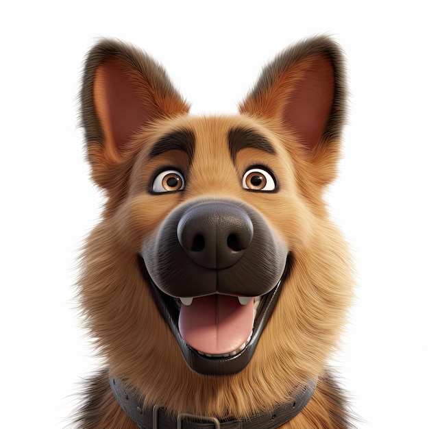 Adorable berger allemand avec un sourire Pixarstyle