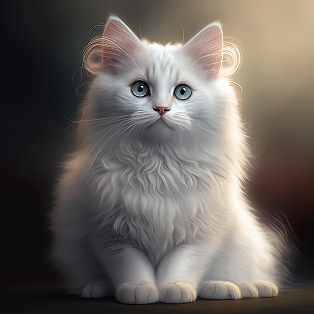 Adorable chat blanc pure gentillesse