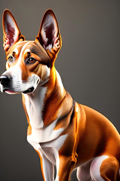 Adorable chien Basenji sur fond sombre Portrait de chien mignon Art numérique